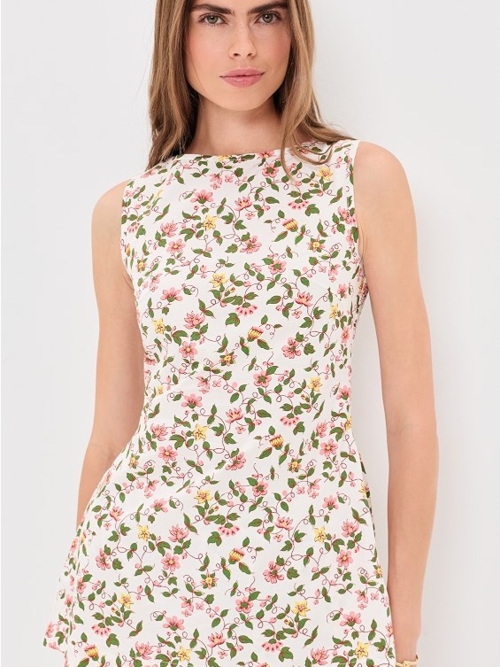 La Maregold Celine top in floral pink and yellow print, size small